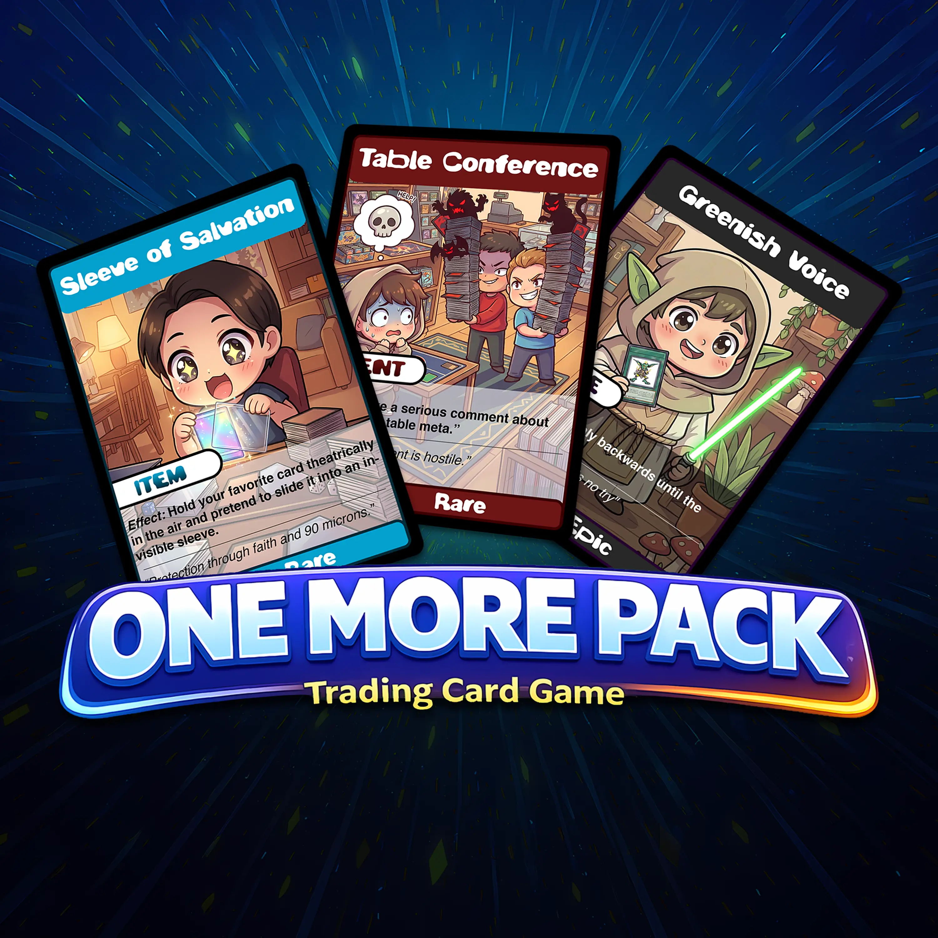 One More Pack cards featuring Sleeve of Salvation, Table Conference and Greenish Voice